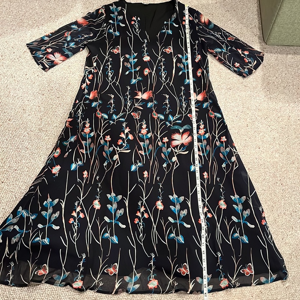 Floral & butterfly boho midi dress L - Picture 11 of 12